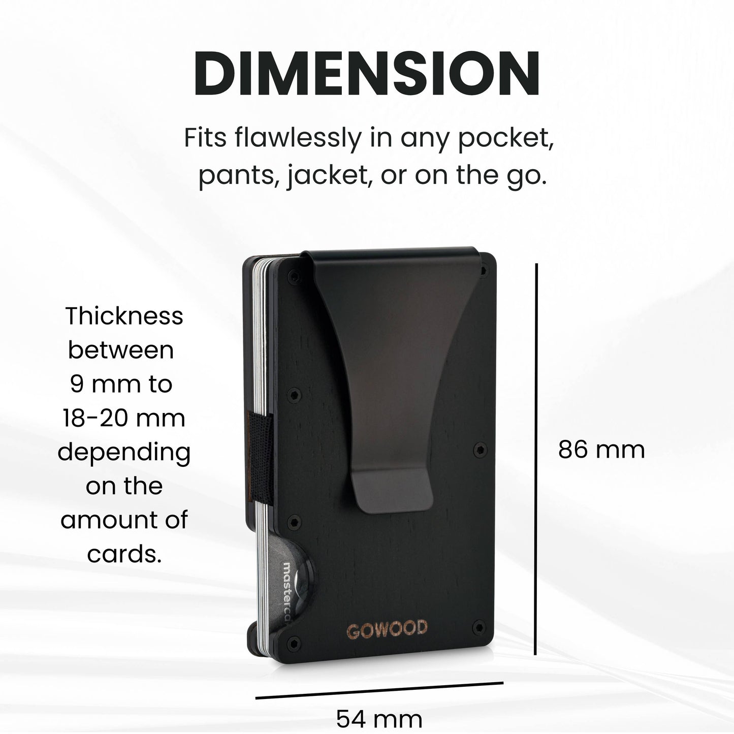 Dark wood wallet and minimalist cardholder