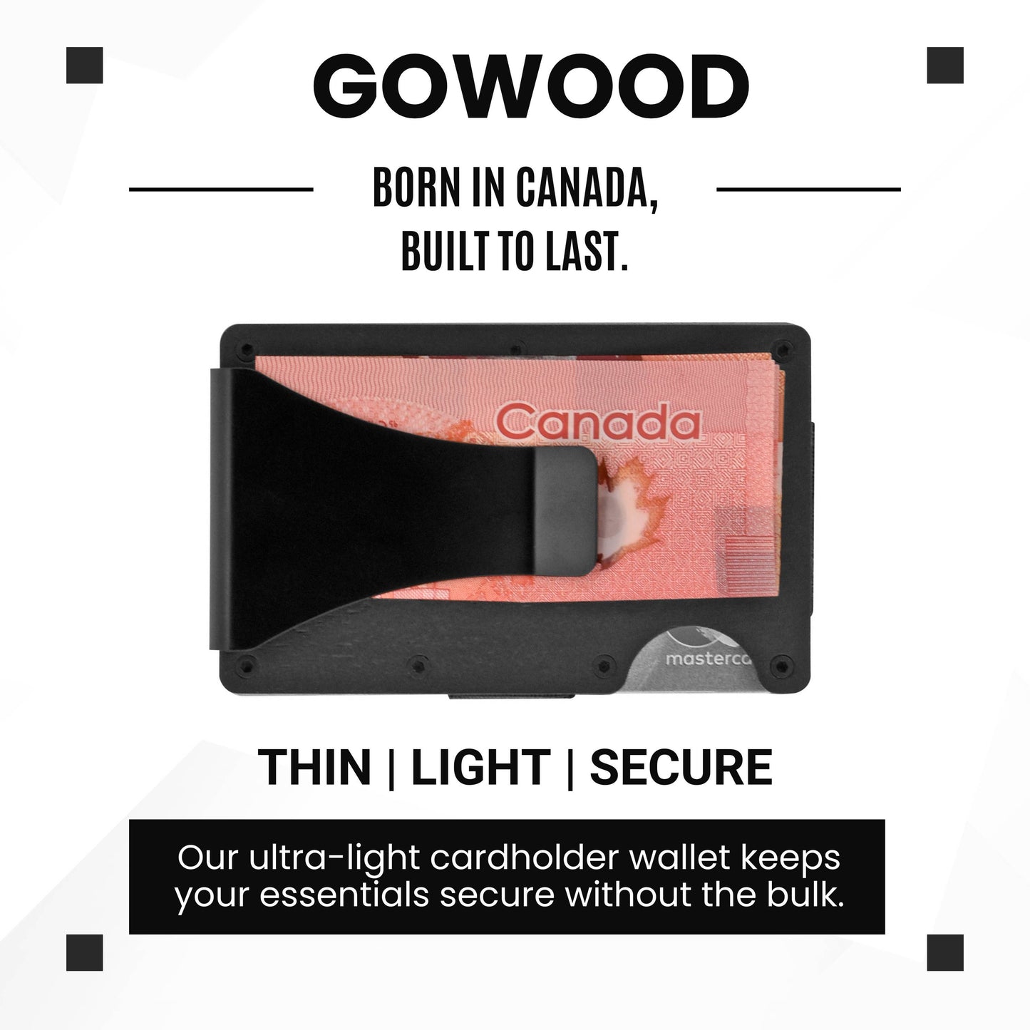 Dark wood wallet and minimalist cardholder