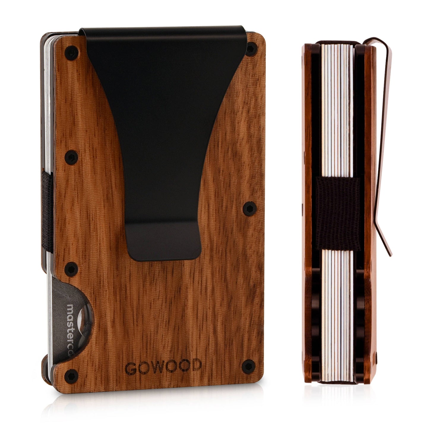 Zebra wood wallet and minimalist cardholder