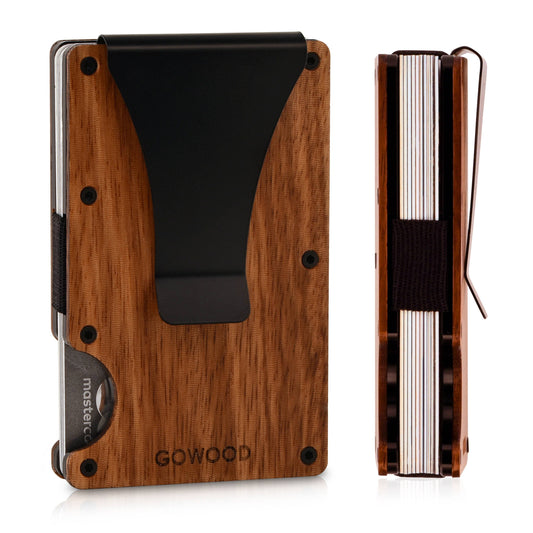 Zebra wood wallet and minimalist cardholder