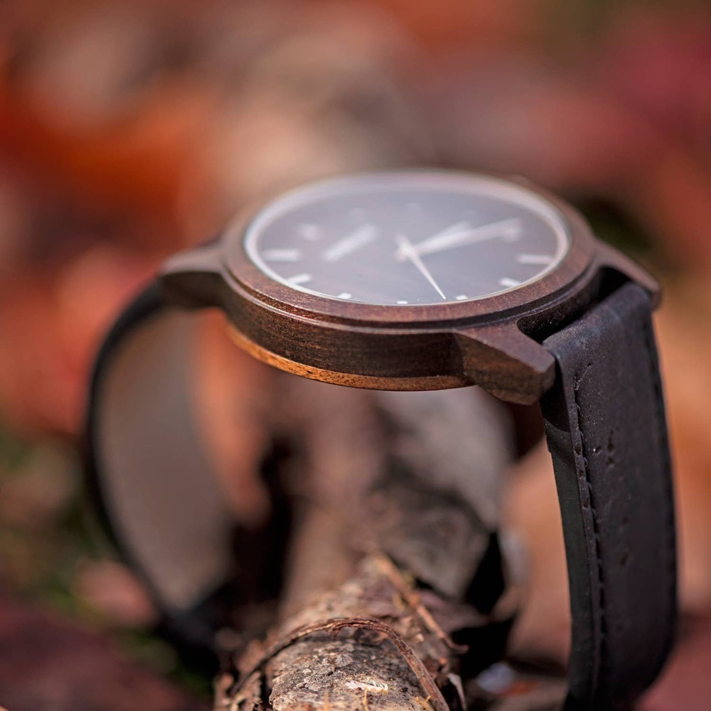 Black sandalwood watch with real cork wristband