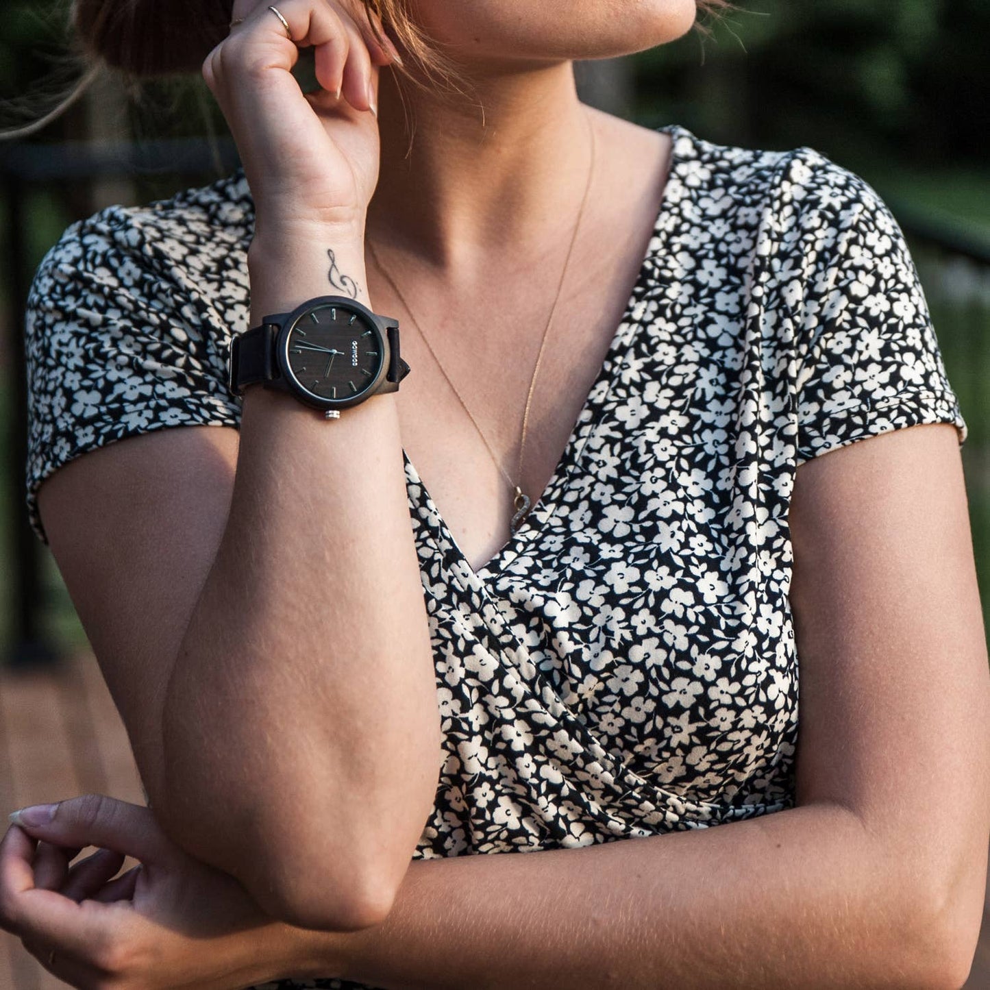 Black sandalwood watch with real cork wristband