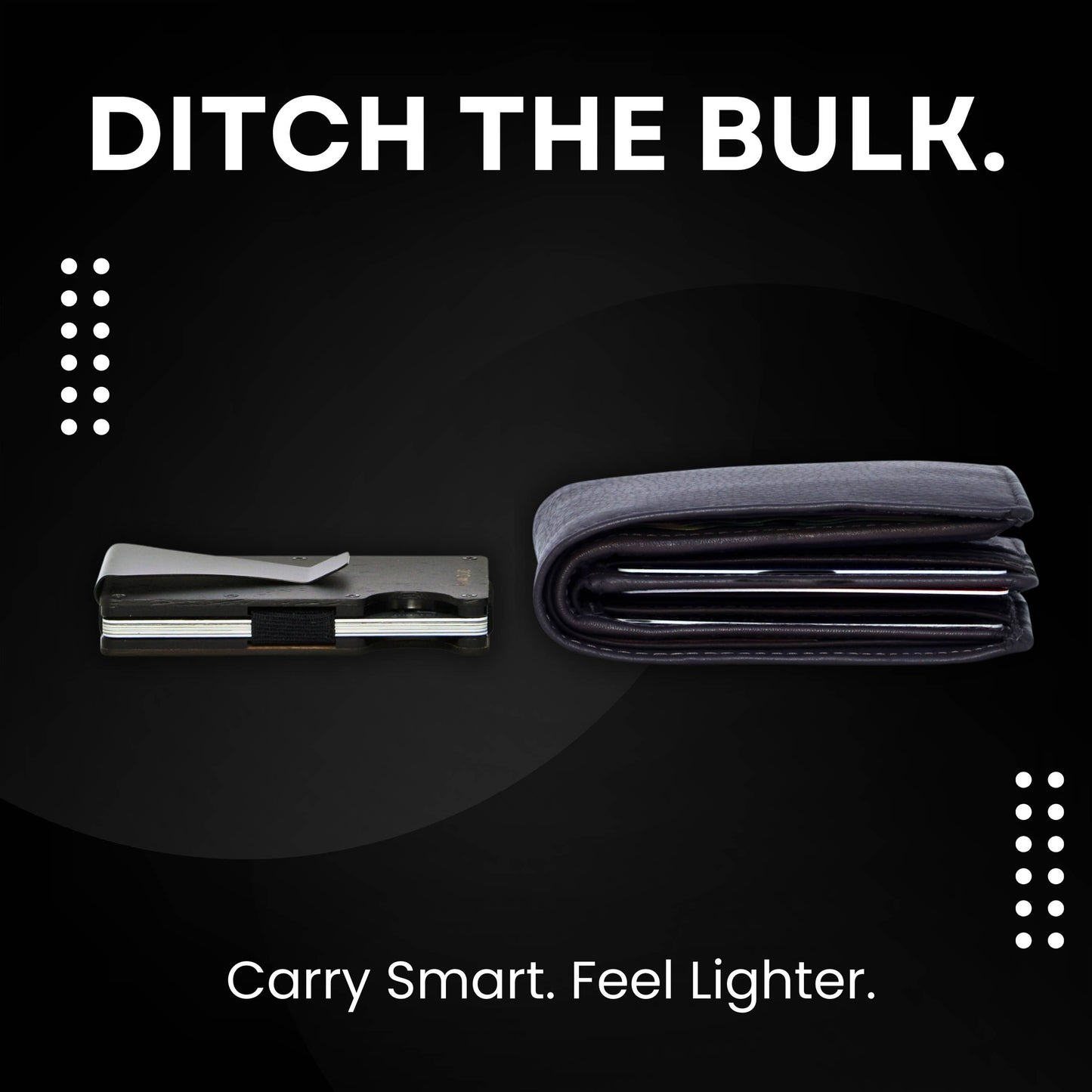 Dark wood wallet and minimalist cardholder