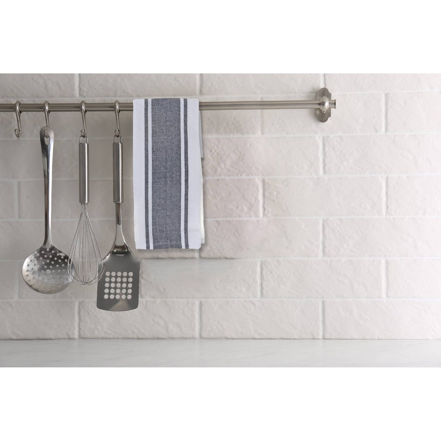 3 Pack Kitchen Towel Set Grey Plaid