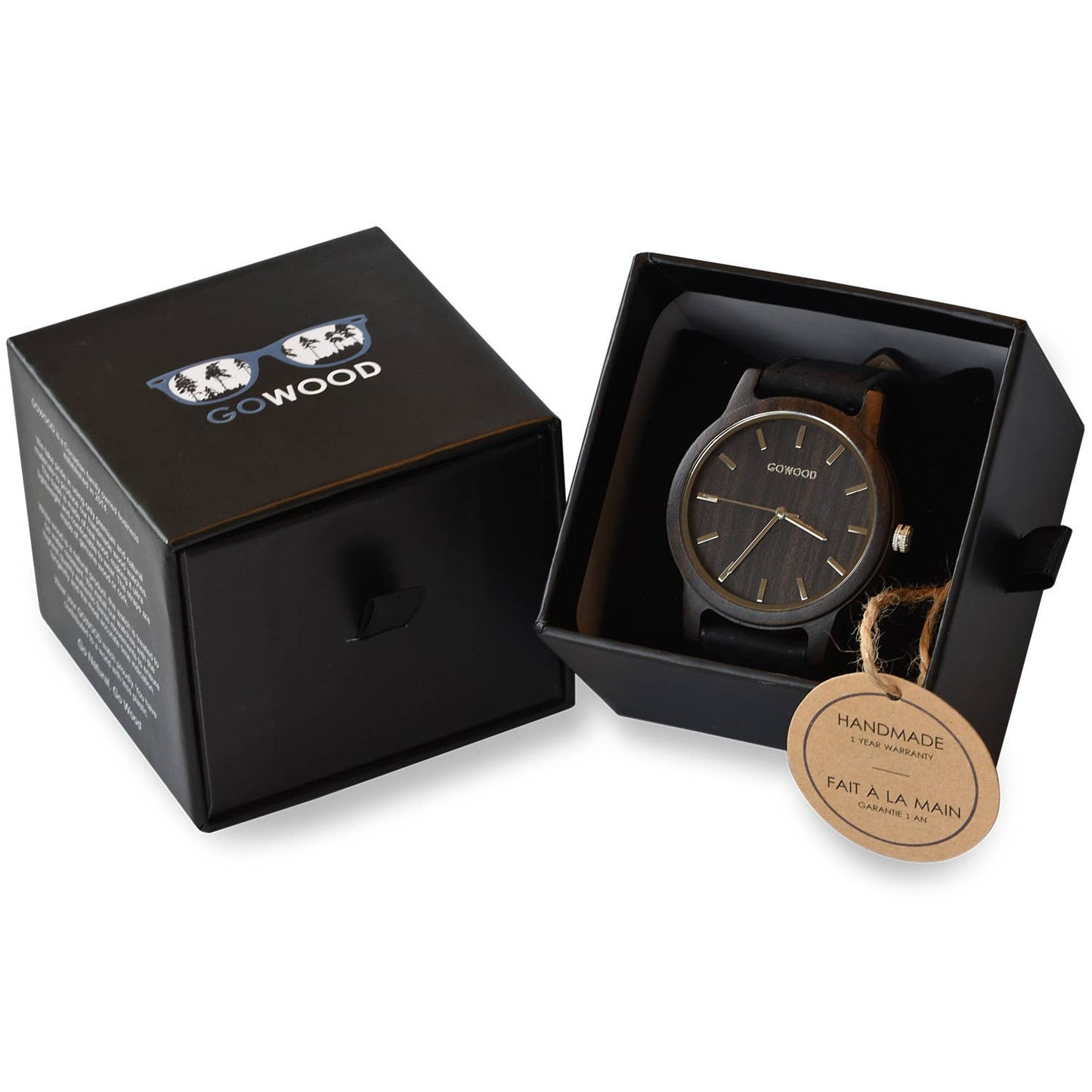 Black sandalwood watch with real cork wristband