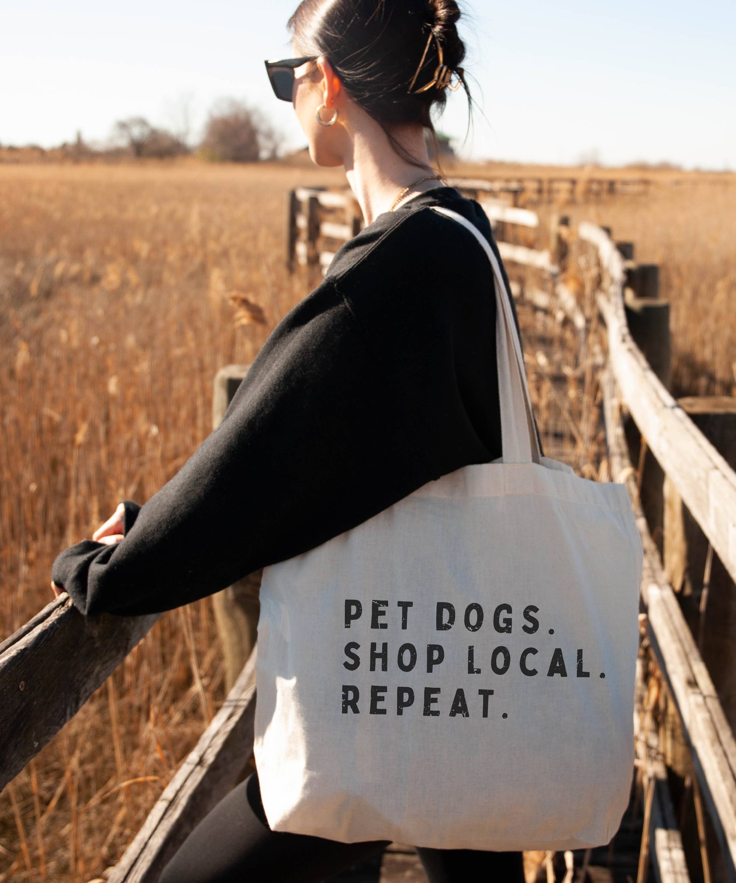 Shop Local Pet Dogs Beach Bag Canvas Tote Bags