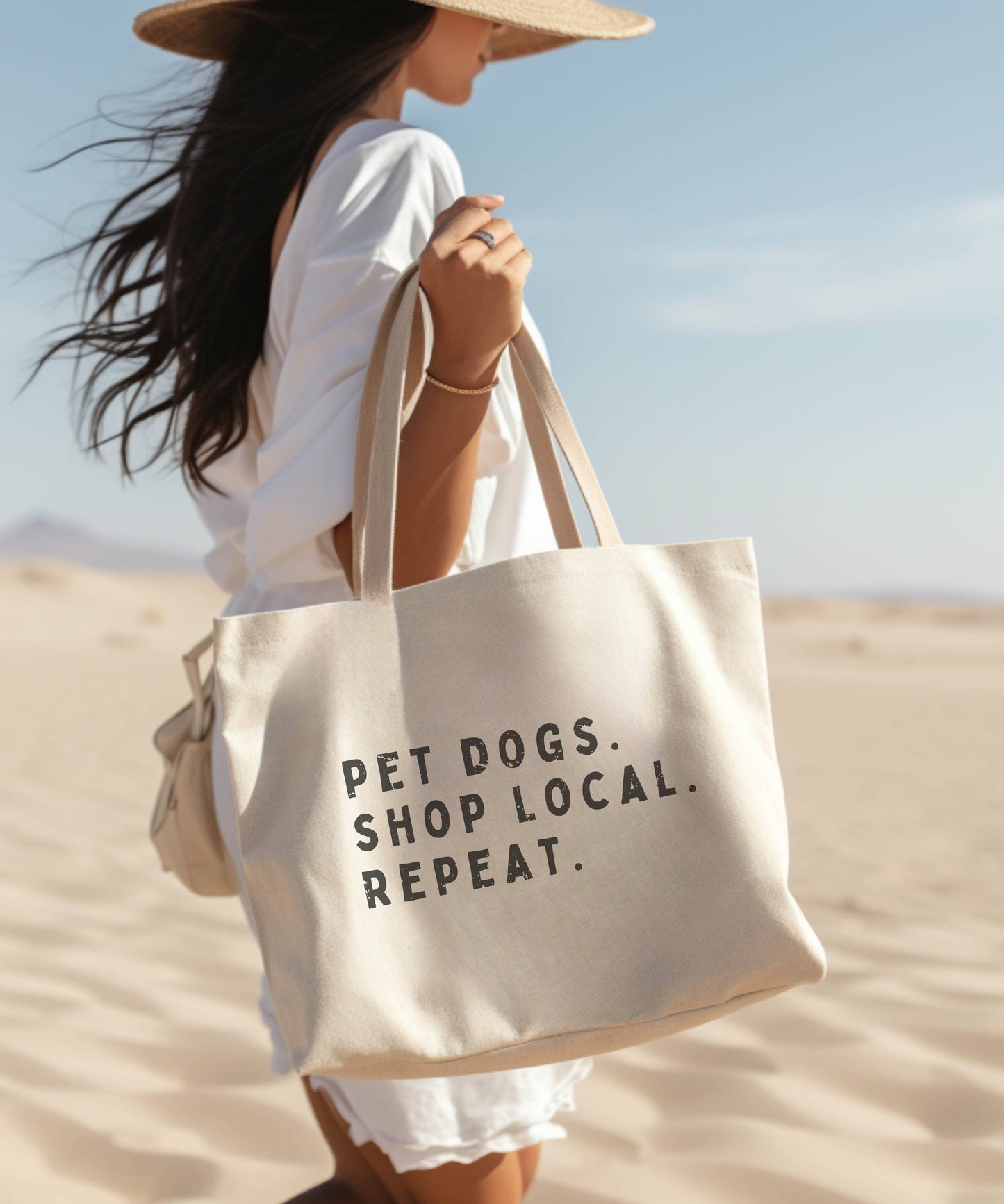 Shop Local Pet Dogs Beach Bag Canvas Tote Bags