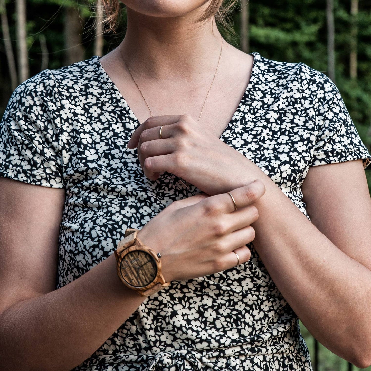 Zebra wood watch with real cork wristband