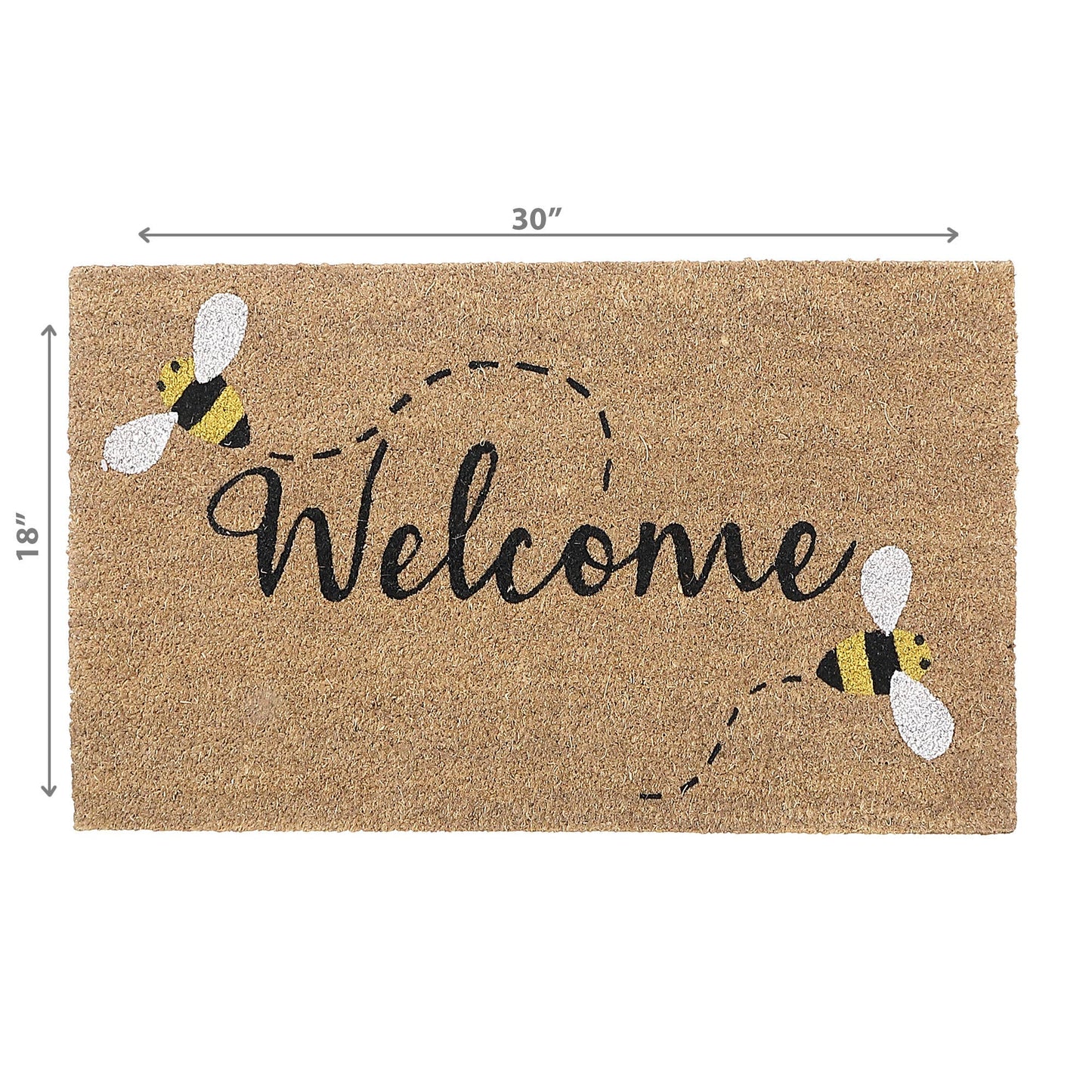 Coir Door Mat Buzzing Bees Welcome