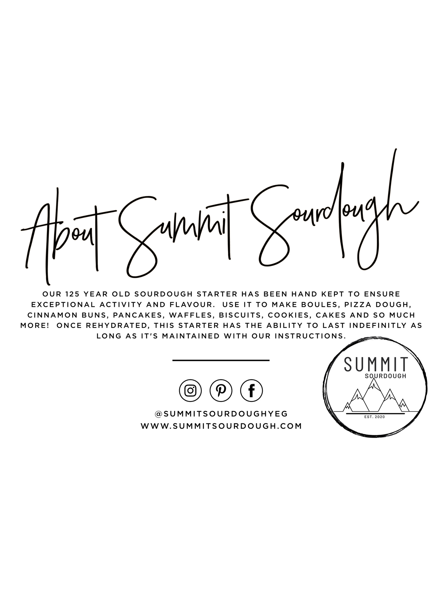 125 Year Old Summit Sourdough Starter Kit