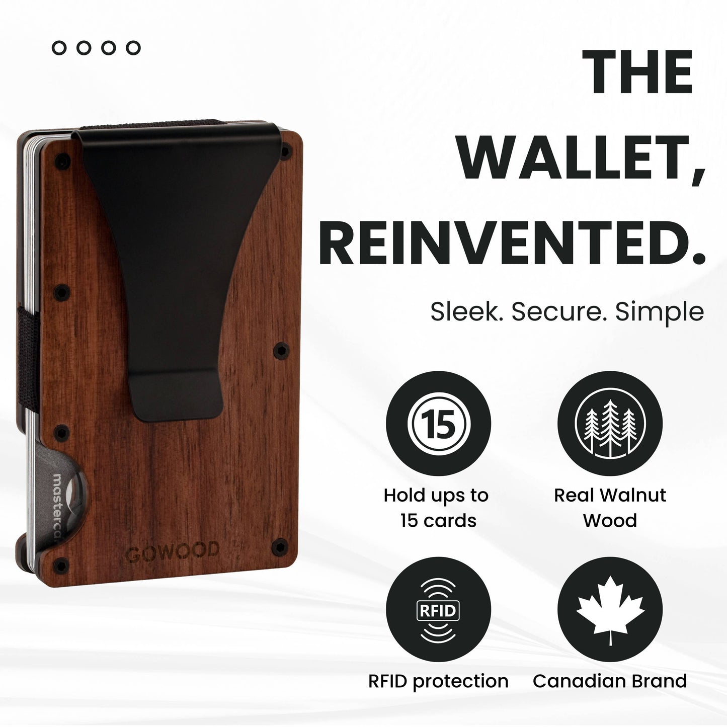 Walnut wood wallet and minimalist cardholder