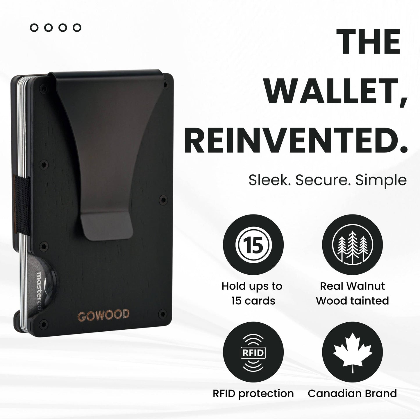 Dark wood wallet and minimalist cardholder