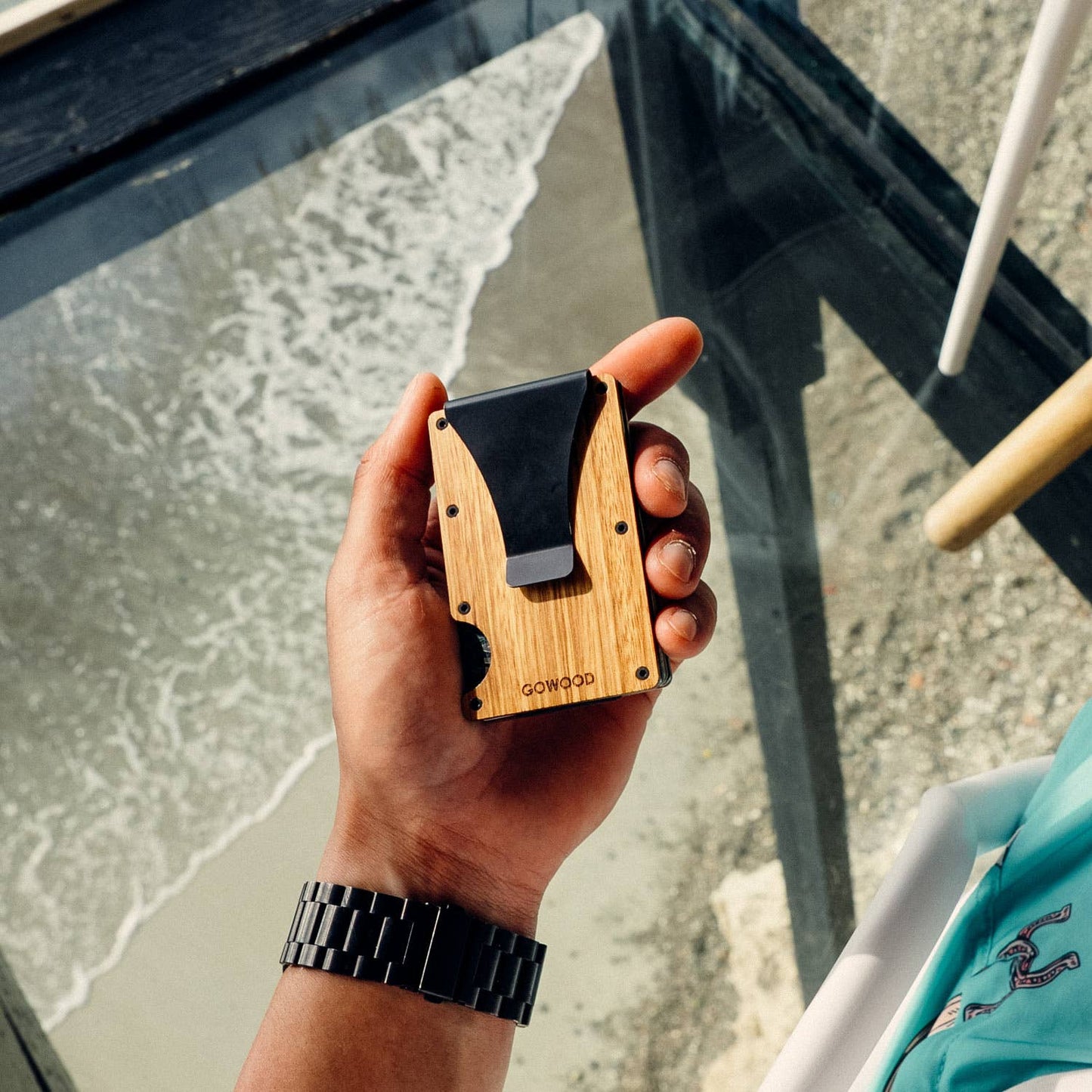 Zebra wood wallet and minimalist cardholder