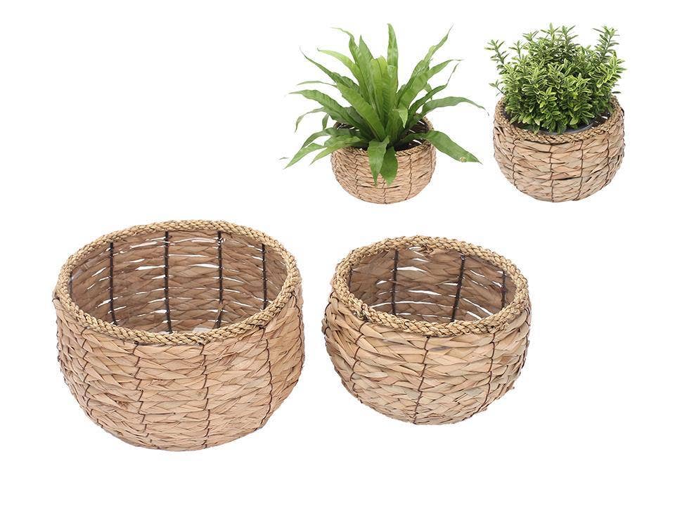 Set/2 Round Planter Basketsw/Plastic Lining