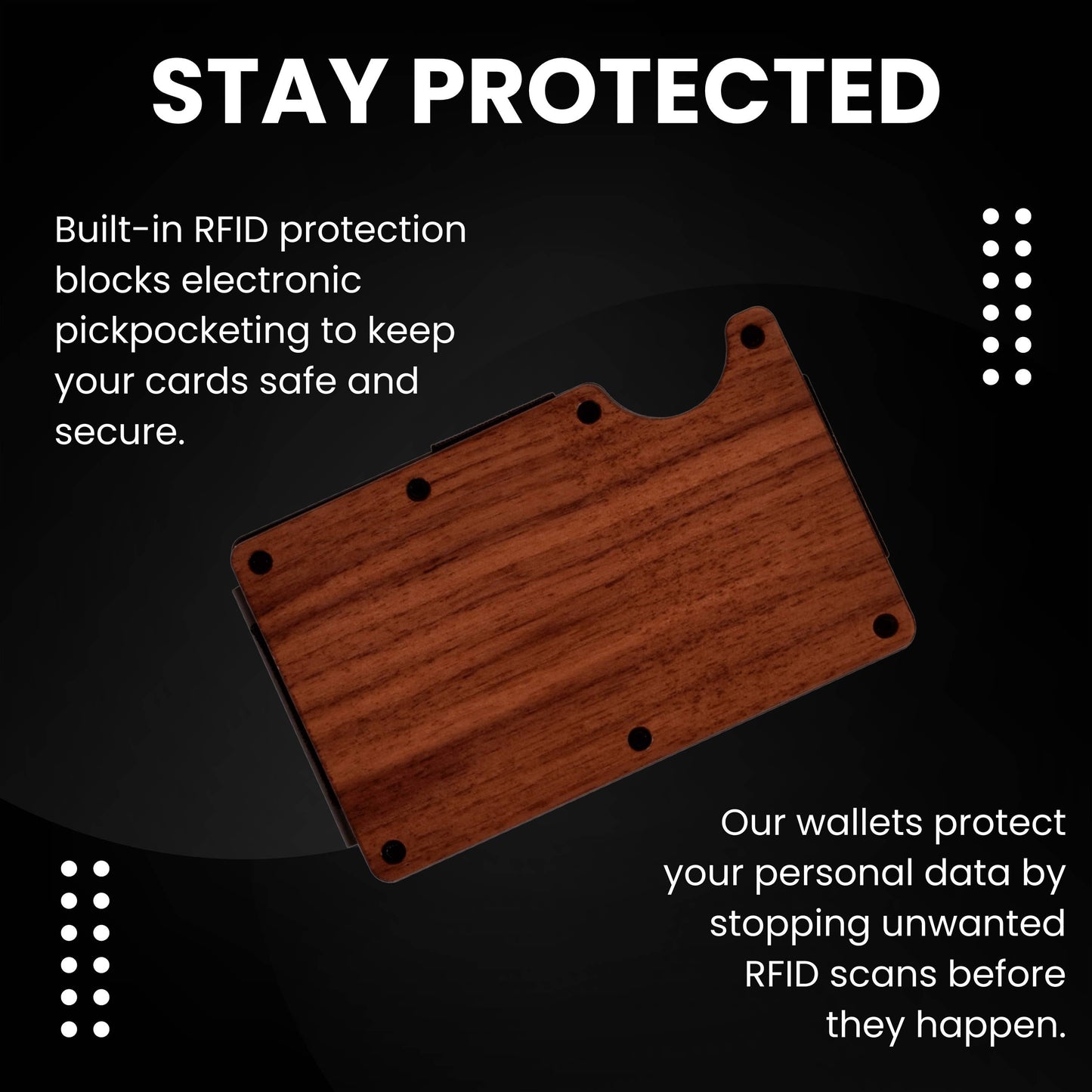 Walnut wood wallet and minimalist cardholder
