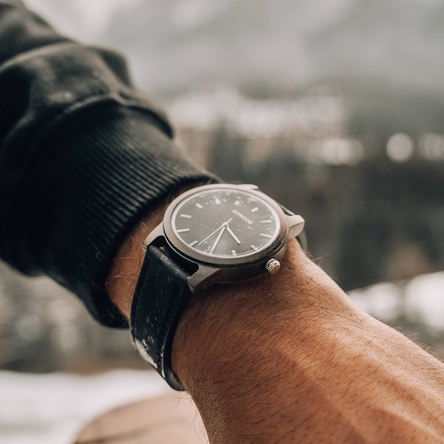 Black sandalwood watch with real cork wristband