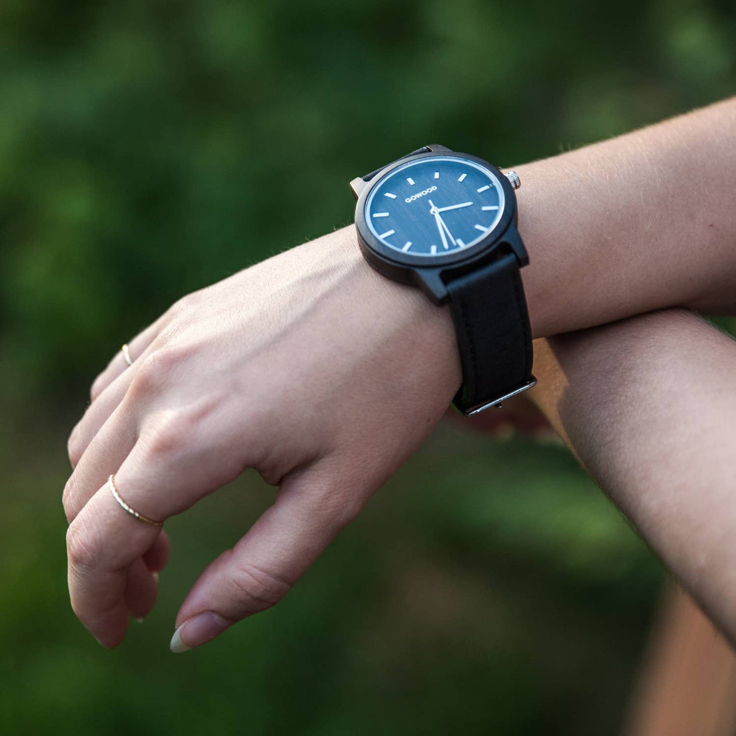 Black sandalwood watch with real cork wristband