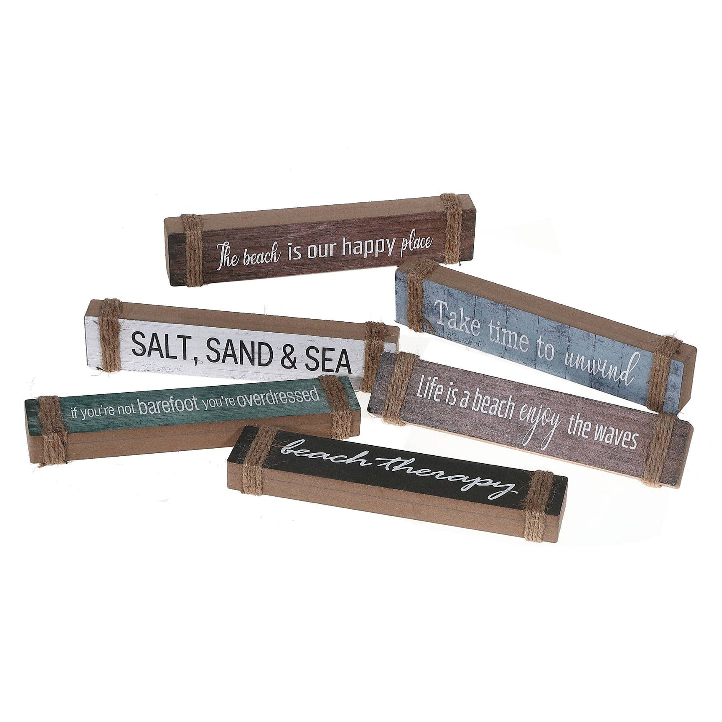 Wood Blocks With Rope Decor Beach Therapy Asstd