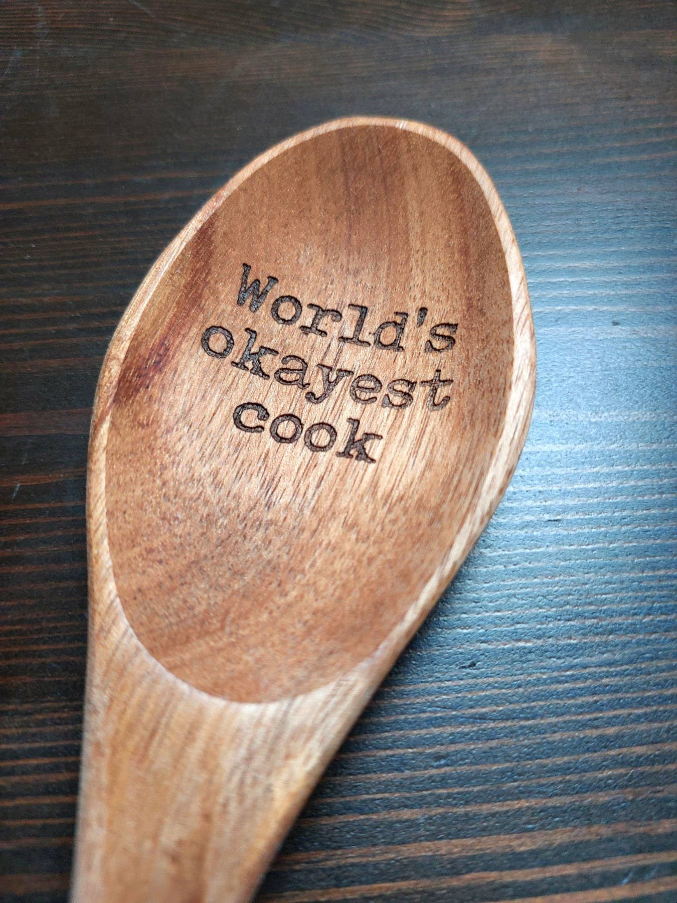 World's Okayest Cook Funny Gift idea for cooks Wood Spoon