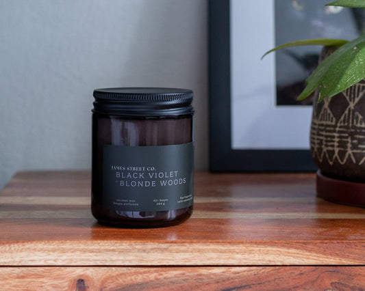 Black Violet + Blonde Woods 8oz Candle