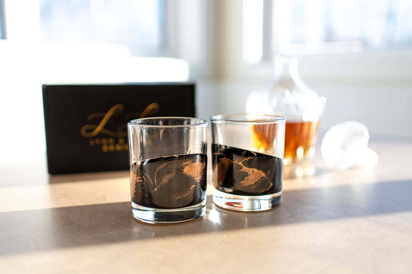 NEW!!! Resin Coated Old Fashioned Whisky Glasses -NO TARIFFS