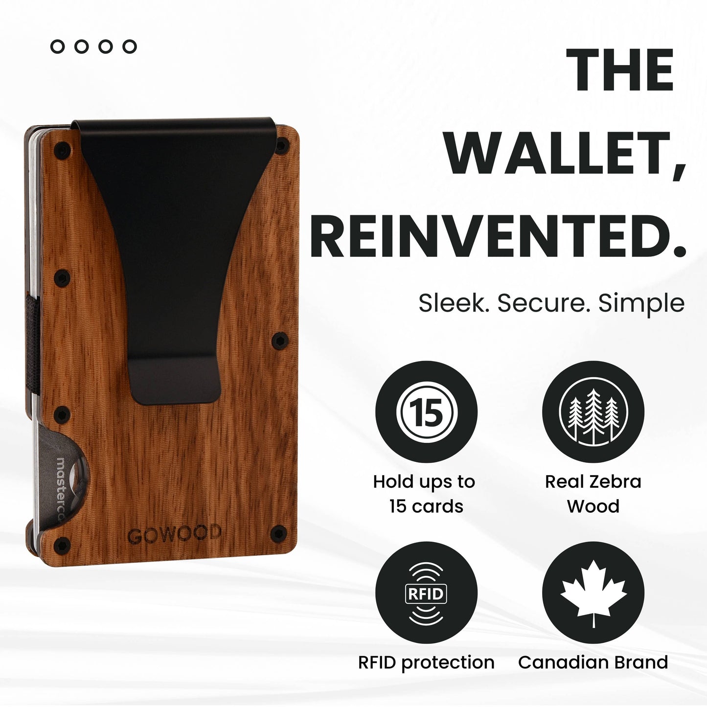 Zebra wood wallet and minimalist cardholder