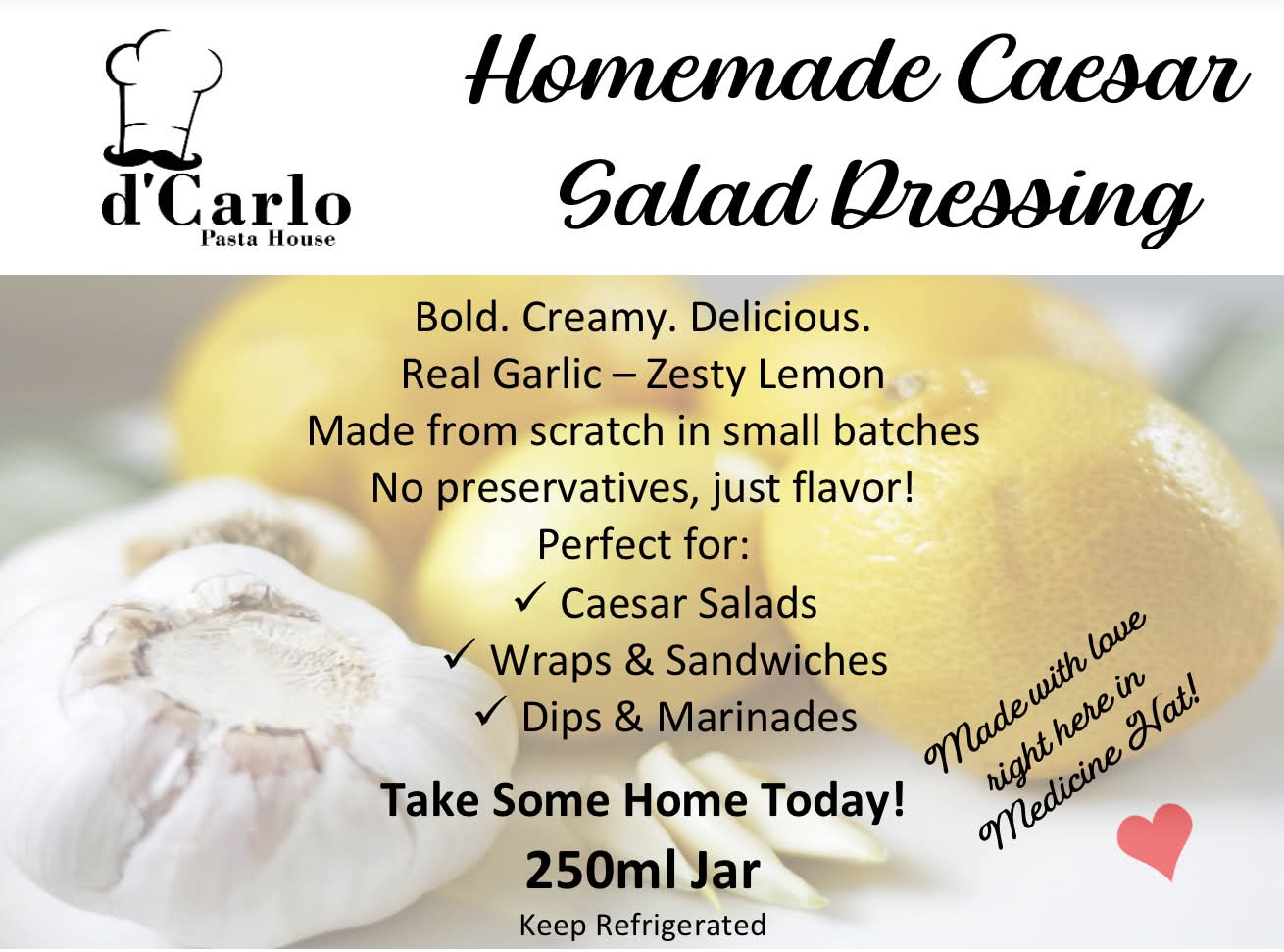 D'Carlo Signature Ceasar Salad Dressing